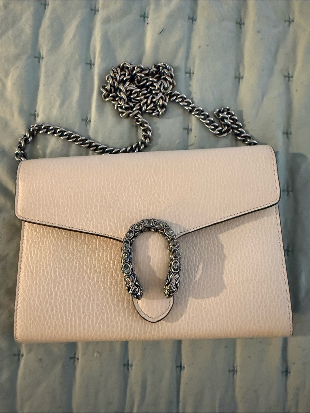 Gucci Dionysus Women's Cream white Leather wallet Shoulder bag with Silver Chain - Picture 15 of 16